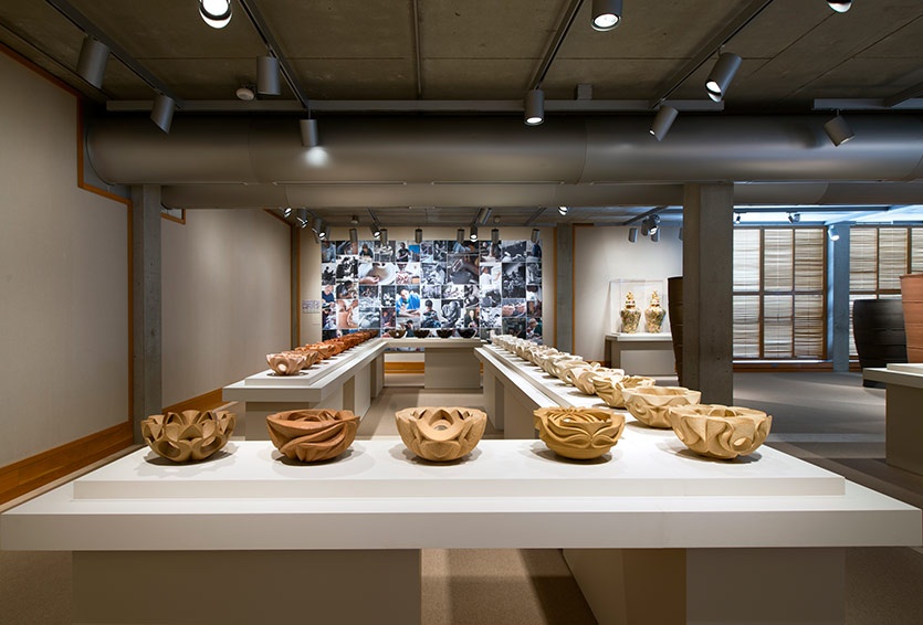 Vessels on display at a gallery
